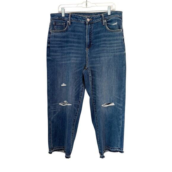 Chico's Denim - Chico’s High Rise Distressed Straight Leg Crop Jeans Size 14